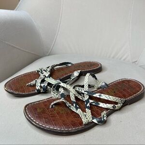 Sam Edelman Size 8 Snake Print Criss Cross Thong Sandals Women Slip On